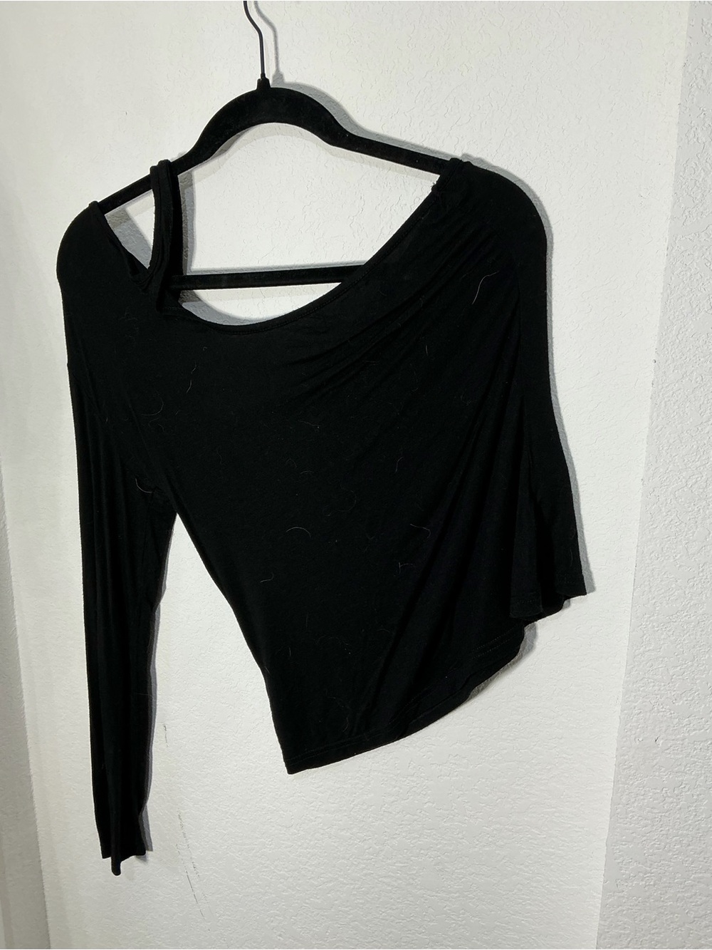 Black Asymmetric One-Shoulder Women's Top